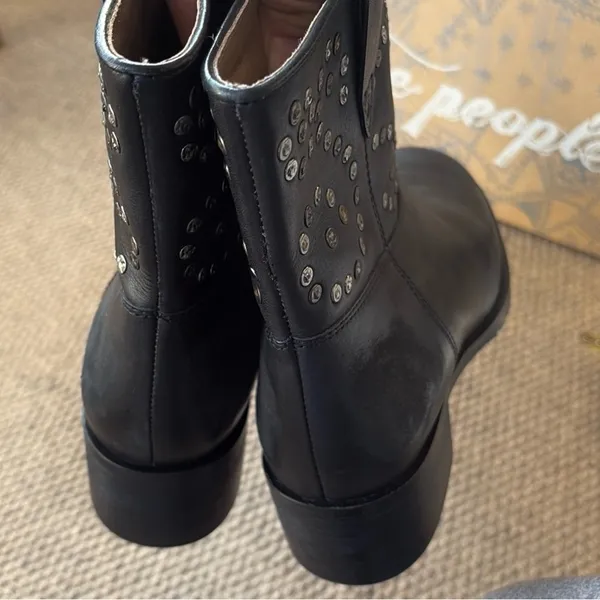NEW in Box Free People Leather Harmony Studded Boots Black Size 9 - Image 10