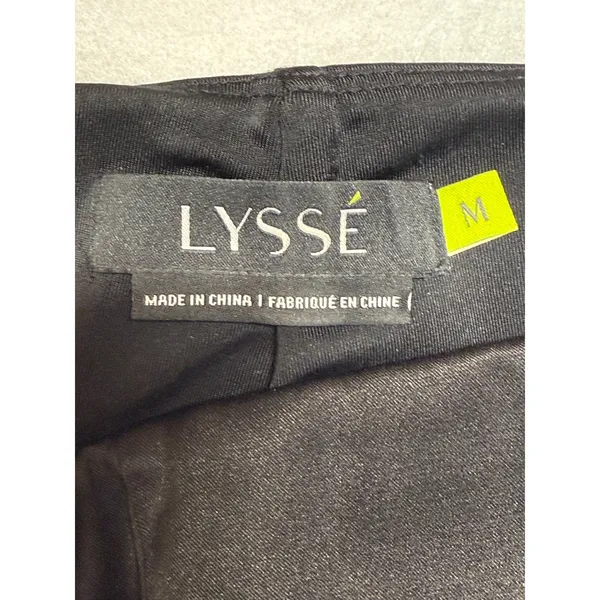 Lysse Black Front Satin Effect Leggings‎ Pants M High Waisted Stretch Slim Fit - Image 2