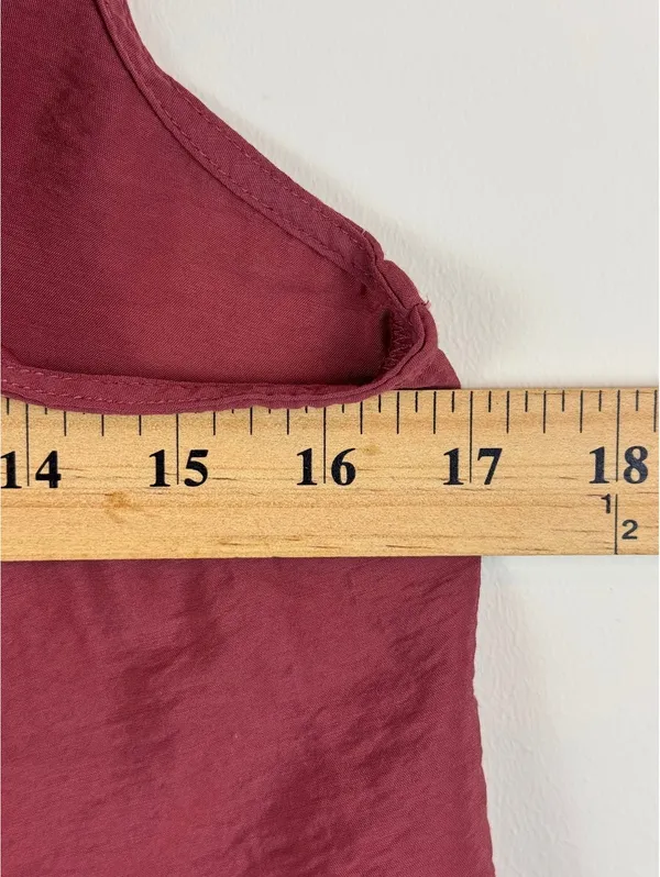 Maeve Anthropologie Smocked Ruffle Hem Swing Tank Top Burgundy Mauve Size M - Image 10