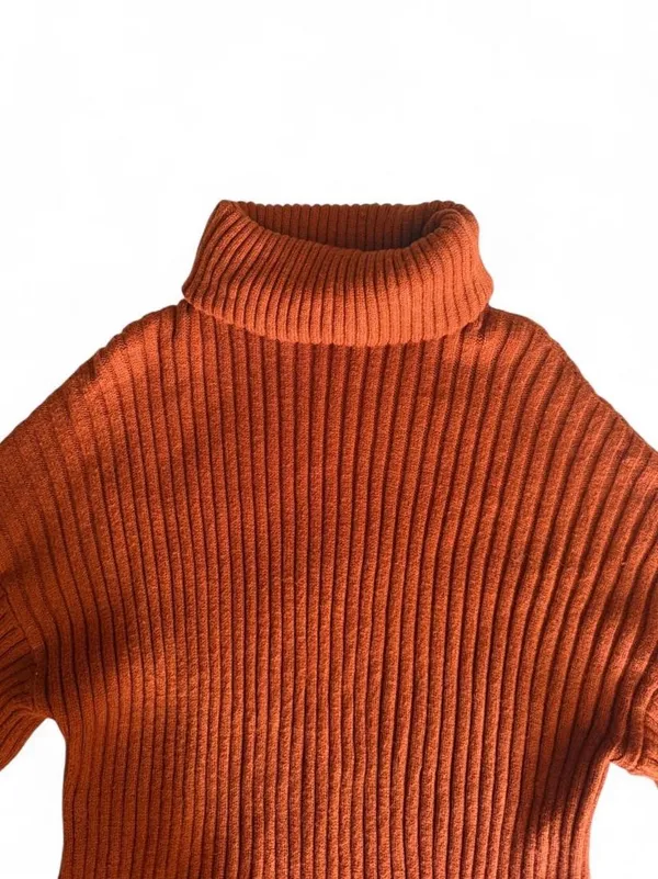 NWOT Rust Orange Ribbed Turtleneck Sweater Dress Size Small - Image 3