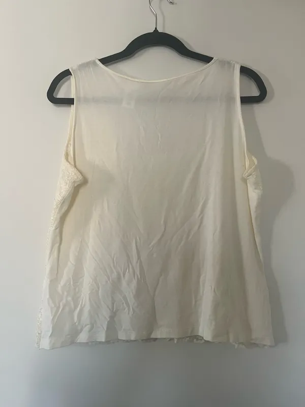 Ivory Floral Lace Tank Top Womens XL Bridal Romantic Coquette Feminine Soft Girl - Image 5