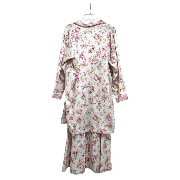 Oscar de la Renta Pink Label Floral Nightgown Set Pink White Large 683420T - Image 2
