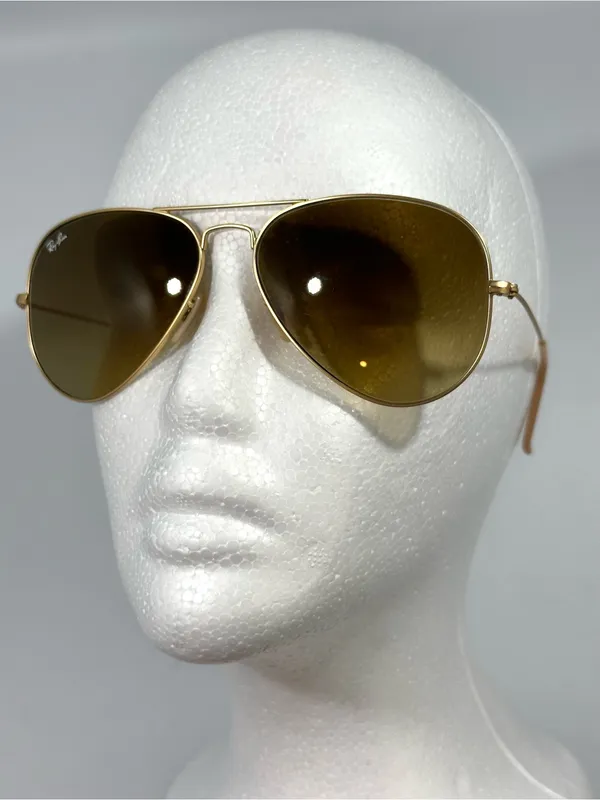 Ray-Ban RB3025 Aviator Large Metal Unisex Matte Gold Sunglasses Brown Gradient - Image 3