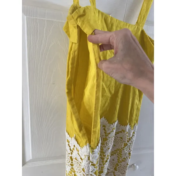 Anthropologie‎ Floreat Yellow and White Lace Cloud Dress Sleeveless Size 4 - Image 5