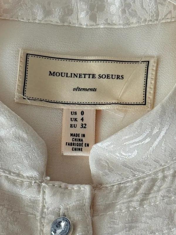 ANTHROPOLOGIE Moulinette Soeurs Victorian Style Short Sleeve Blouse Size 0 - Image 7