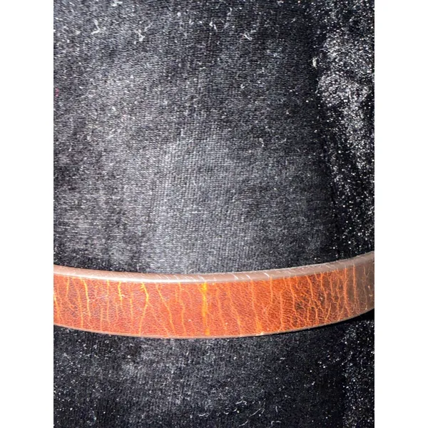Casual Corner Brown Leather Brass Circle Buckle Western Boho Bohemian Belt Small - Image 6