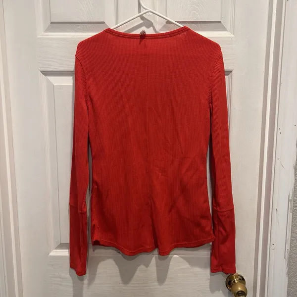 ZYIA Active Red Waffle Knit Henley Top Long Sleeve Thumbholes XL Active Thermal - Image 6