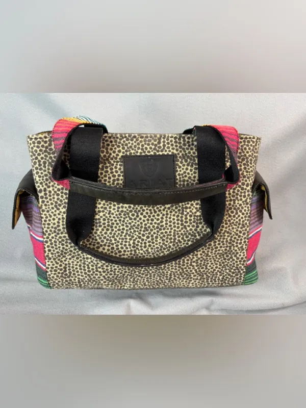 Ariat Women's Serape Leopard Print Shoulder Bag with Pink n Turquoise Accent - Image 9