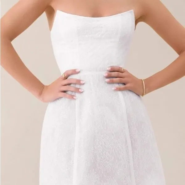 Heiress Strapless Lace Corset Mini Dress XXS - White - Image 3