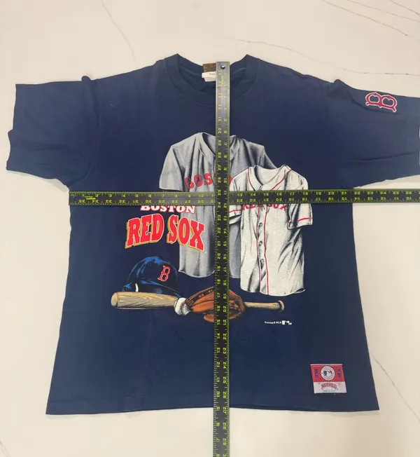 Vintage Boston Red Sox Nutmeg Mills T Shirt USA MLB Jersey Graphic Patch 90s M - Image 4
