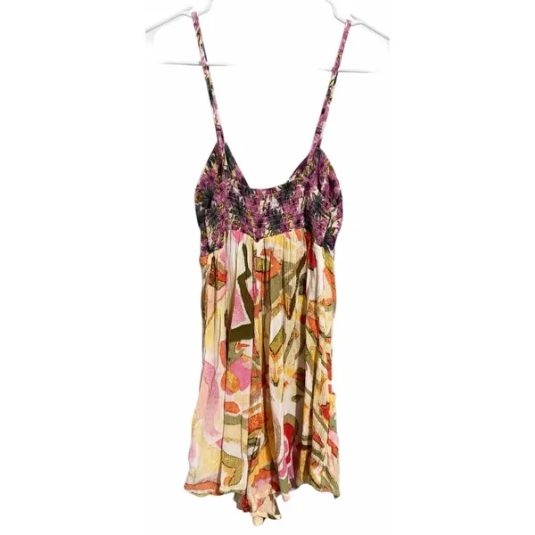 Free People‎ Rows of Flowers One-Piece Spaghetti Strap Romper Women's Size XS - Image 2