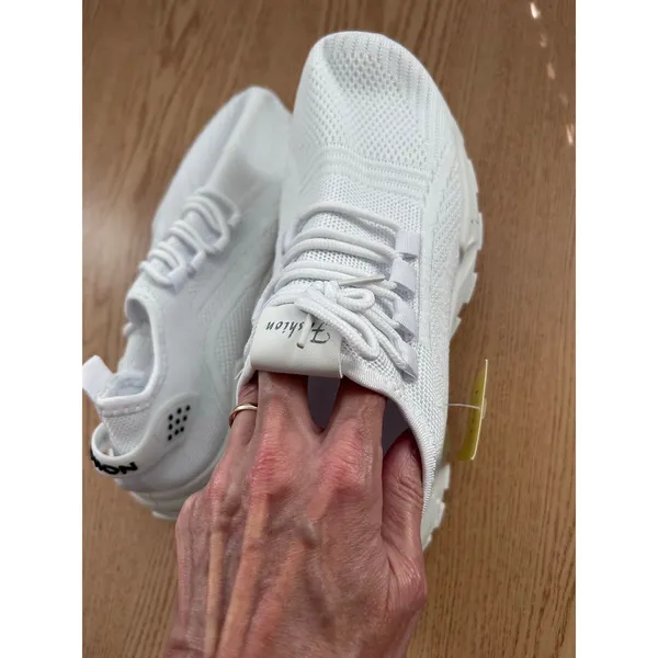 New Women's Lace Up Tie Up Sneakers White size 7-7.5 - Image 14