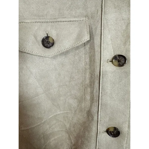 Banana Republic Stone Vegan Suede Overshirt Relaxed‎ Fit Shacket XL 790065-00 - Image 4