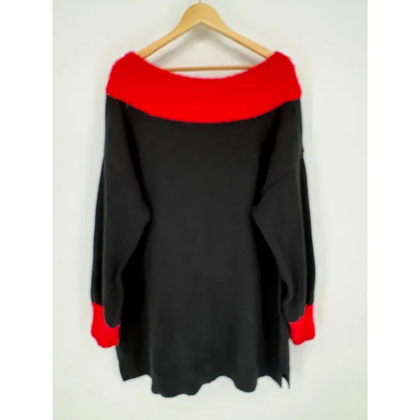 Holiday Time Christmas Sweater Women 2X Black Llama Tunic Tassels Sequin Fuzzy - Image 5