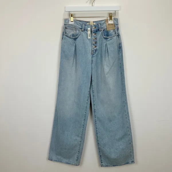 Madewell Superwide Leg Jeans Cather Wash Button Front Blue High Rise US 26 NWT - Image 7