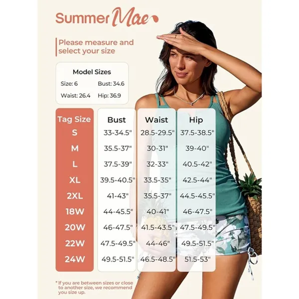 Boutique Summer Mae SMALL Tankini Swimsuit Two Piece Tummy Control Bathing Shorts Blue - Image 5