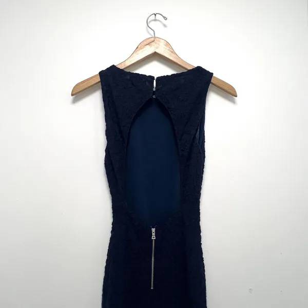 Alice And Olivia Sachi Gown Lace Overlay Long Cocktail Formal Dress Navy Size 2 - Image 7