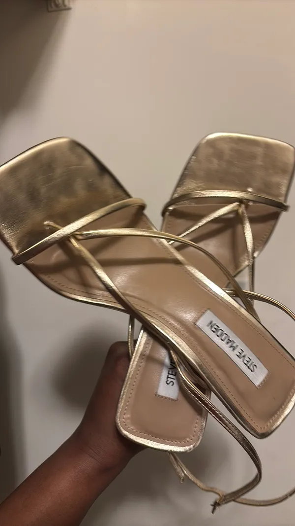 Sandals Steve Madden Gold Strappy Square Toe 👡 - Image 15