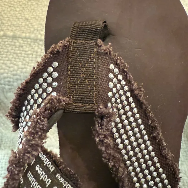 Brown Beaded Women's Sandals Size 6 - Image 6