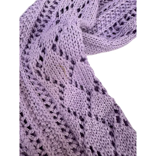Noisy‎ May Purple Pointelle Knit Rouched V-Neck Cropped Sweater Small - Image 5