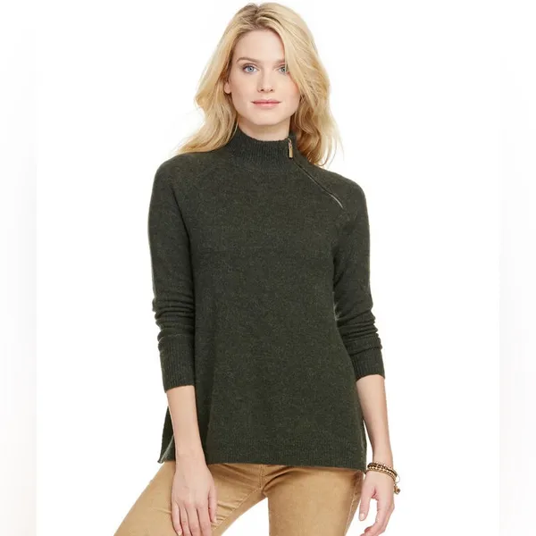 Vineyard Vines Sweater Alpaca Blend Pullover Zipper Neck Poncho Size Medium - Image 10