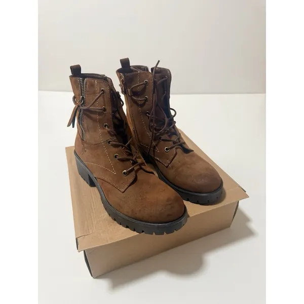 Dunes Combat Boots Womans Size 8.5 USA Suede Brown - Image 2