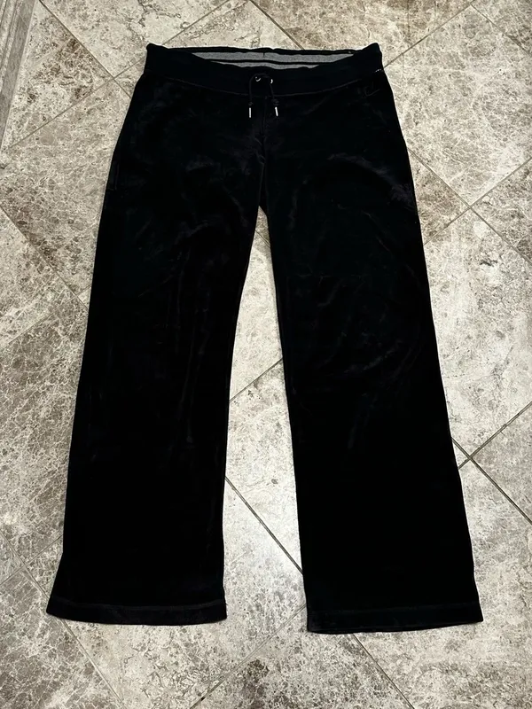 Vintage Nike Black Velour Sweatpants Medium M 8.5” Rise Track Pants Y2K - Image 2