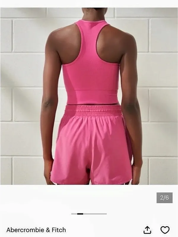 Abercrombie & Fitch YPB Seamless Crossover Ribbed Tank Ribbed Pink Tank - Image 2