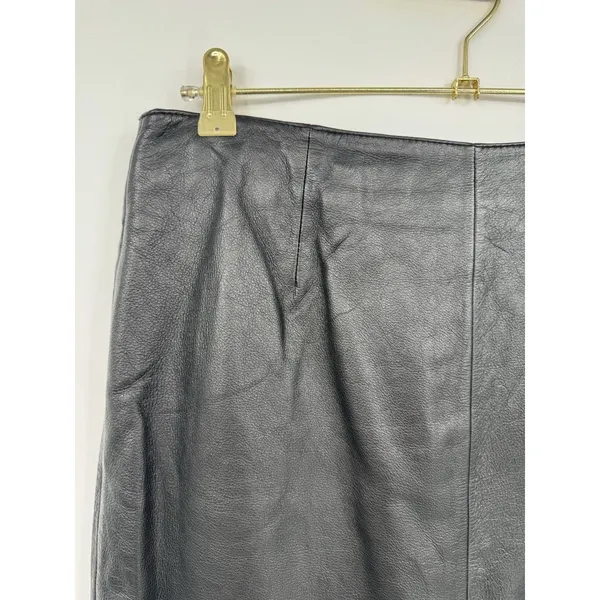 VTG 80’s Wilsons Leather Mini Skirt Womens 12 Black Goth Grunge Moto Punk Biker - Image 3