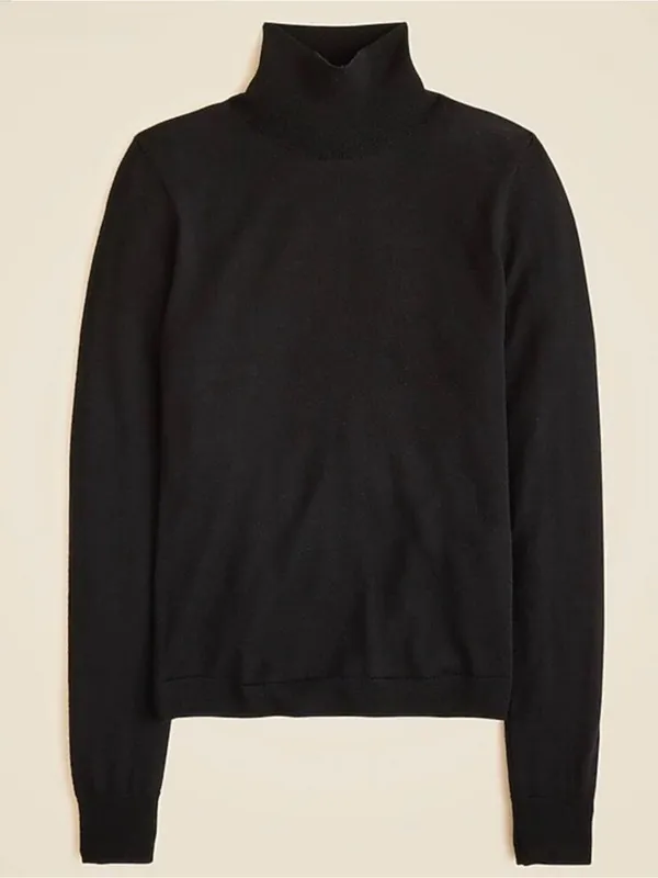 J. Crew Carolyn turtleneck sweater in merino wool Black size Large - Image 2