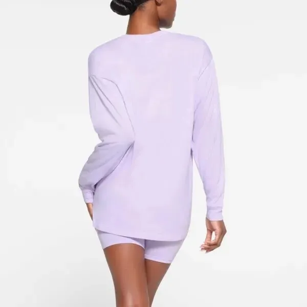 NWT SKIMS boyfriend longsleeve Henley shirt in lily - Image 3