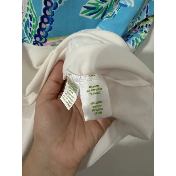 Lilly Pulitzer Womens Finn Crop Top Bermuda Blue Turtle Print Dolman Sleeve Med - Image 4