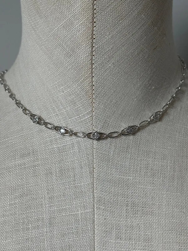 Kendra Scott Belle Cubic Zirconia Link Necklace Squares - Silver New - Image 3