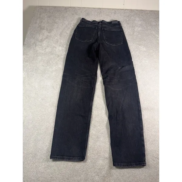 American Eagle Super High Rise Baggy Straight Jeans Womens 2 Long Denim Black - Image 7