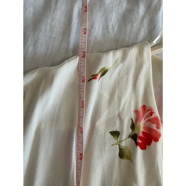 NWT Zara Midi Dress Womens S White Red Rose Floral V-Neck Flutter Sleeve Flowy - Image 11