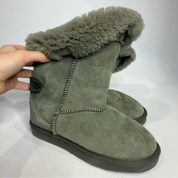 Emu Alba shearling style boots‎ winter suede leather women’s size 6 gray - Image 8