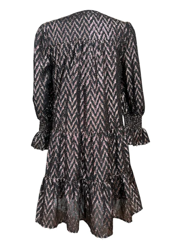 Tuckernuck Pomander Place Kenzo Long Sleeve Mini Dress in Metallic Ikat Medium - Image 5