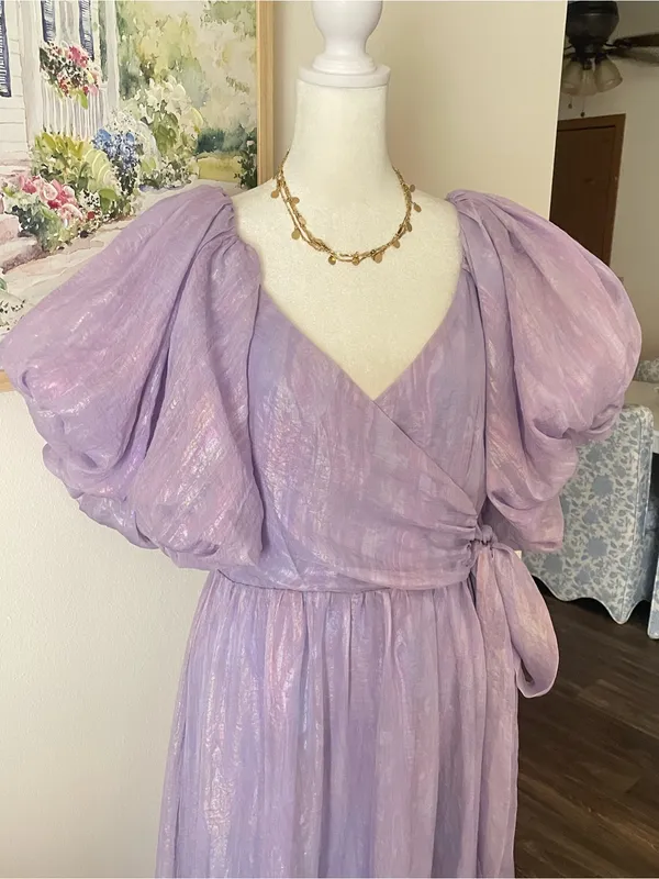 JessaKae Pyper America Pixie Lilac Iridescent Shimmer Maxi Dress Medium - Image 3