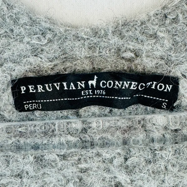 Peruvian Connection Alpaca Blend‎ Sweater Women's Small Gray V-Neck - Image 3