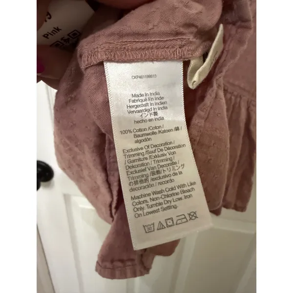 Madewell‎ Tie-Shoulder Peplum Cami Top Pink Clip Dot Smocked Babydoll L - Image 7