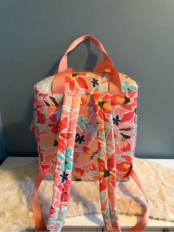 Vera Bradley Paradise Bright Coral Cooler Tote Backpack - Image 4