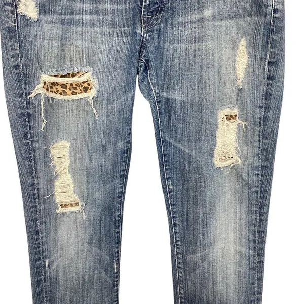 7 For All Mankind Distressed Skinny‎ Jeans Roxanne Style Size 31 Denim Low-Rise - Image 5