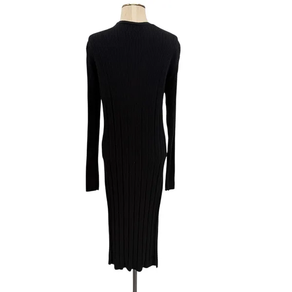 Free People Skylight Ribbed Longline Cardigan Black Button Front Small‎ - Image 10