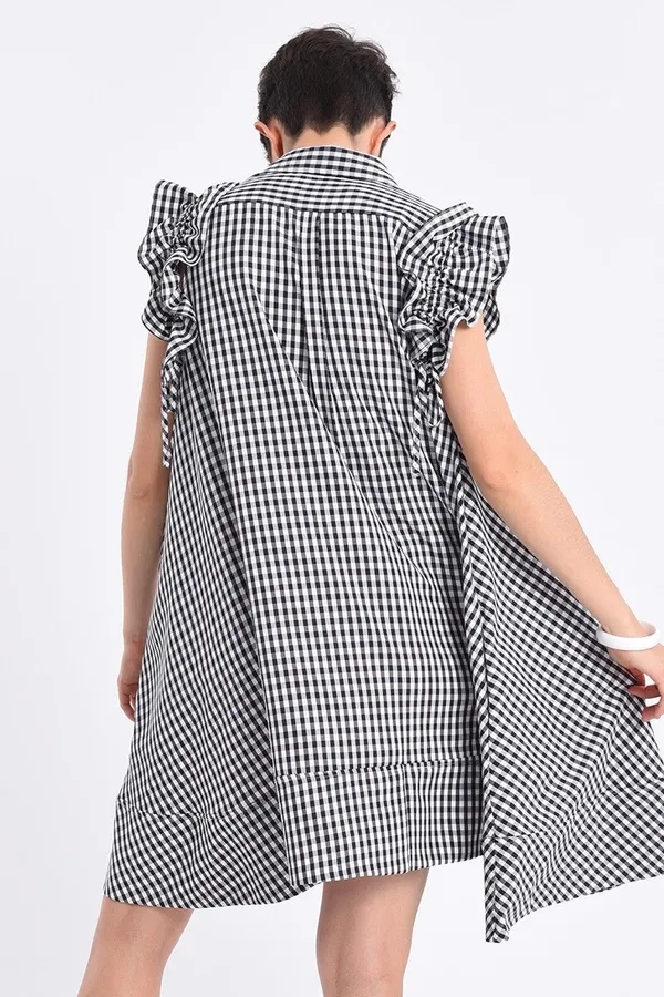 LILI SIDONIO Mini Gingham Shirt Dress - Image 4