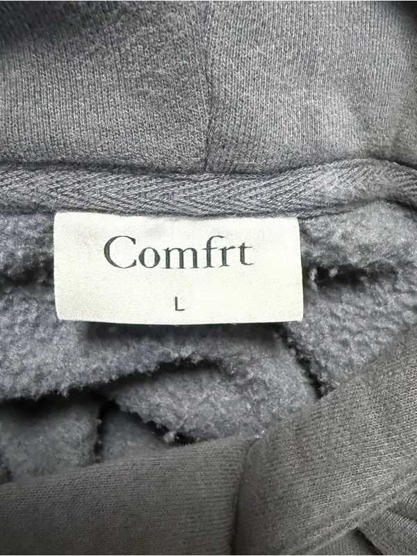 Comfrt Steel Grey Essentials Unisex Zip Kangaroo Pockets Hoodie Sweatshirt Large - Image 8