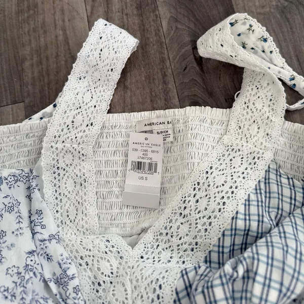 American Eagle coquette cottagecore patchwork Lace Inset Mini Dress - Image 6