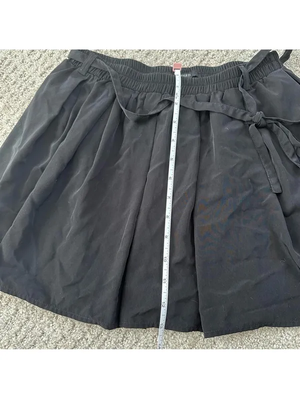 Forever 21 Bow Elastic Waist Mini Skort Skirt BLACK XS - Image 2
