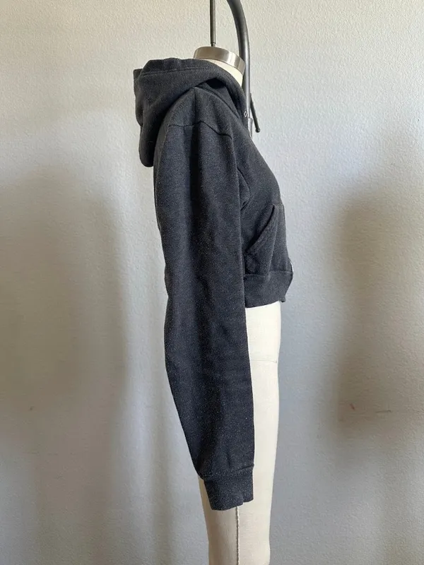 American Apparel Cropped Zip Hoodie Gray XS - Image 4