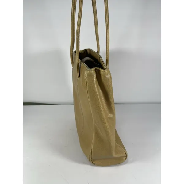 Nine West Vintage Shoulder Bag Tote Purse Tan Faux Leather Y2K Medium Double Str - Image 11
