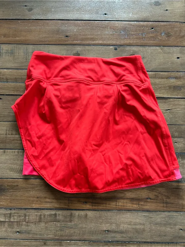 Lululemon Asymmetrical Layered High Rise Tennis Skirt Skort Pink Orange 2 - Image 11